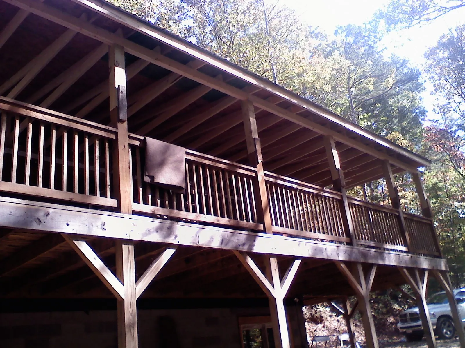 Timber framing under a new elevated porch and deck — Roof Leak Repair in Grayson by Roofing Brothers
